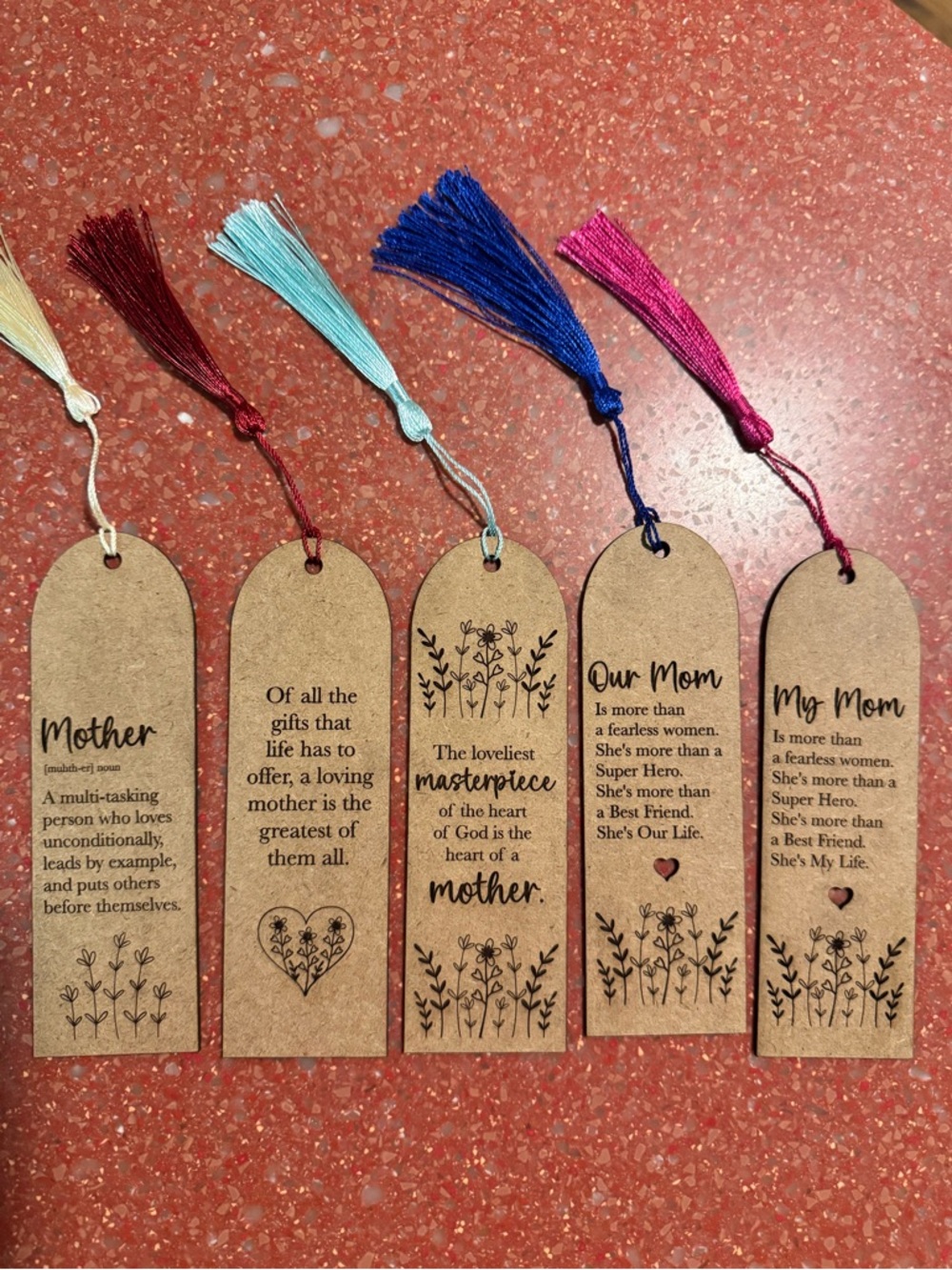 Hand crafted by me wood with tassel  “Mother’s” bookmark buyers choice of 1